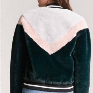 forever 21 chevron faux fur bomber